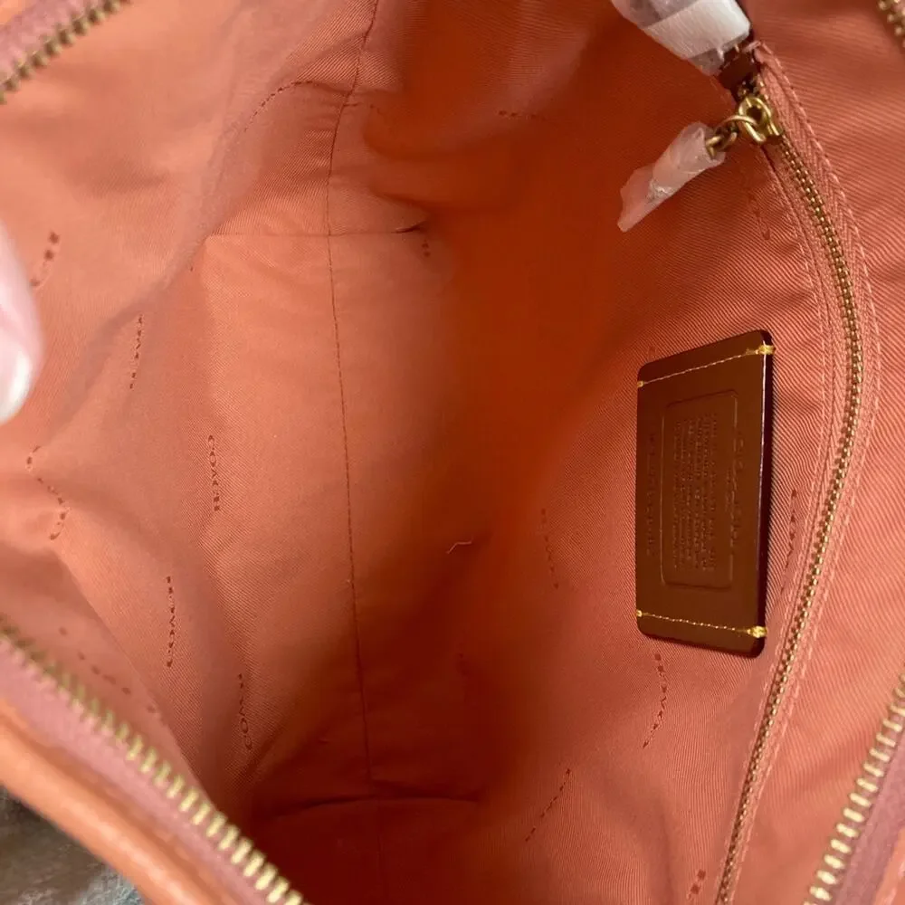 New Coach Purse Coral Pebbled Leather Shoulder Bag Crossbody